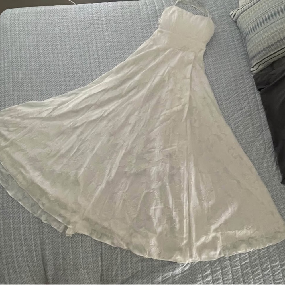 Lulu's Ivory Skinny Strap Maxi Wedding Dress